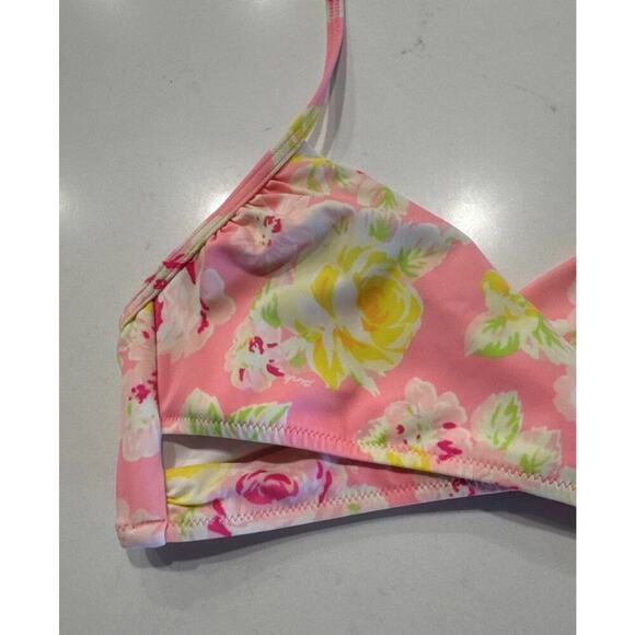 PINK Victoria’s Secret Floral Bikini Top Women’s Size Small Halter Neon Cut Out - Picture 2 of 7